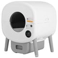 Automatic self-cleaning cat litter box with waste storage compartment and UK plug