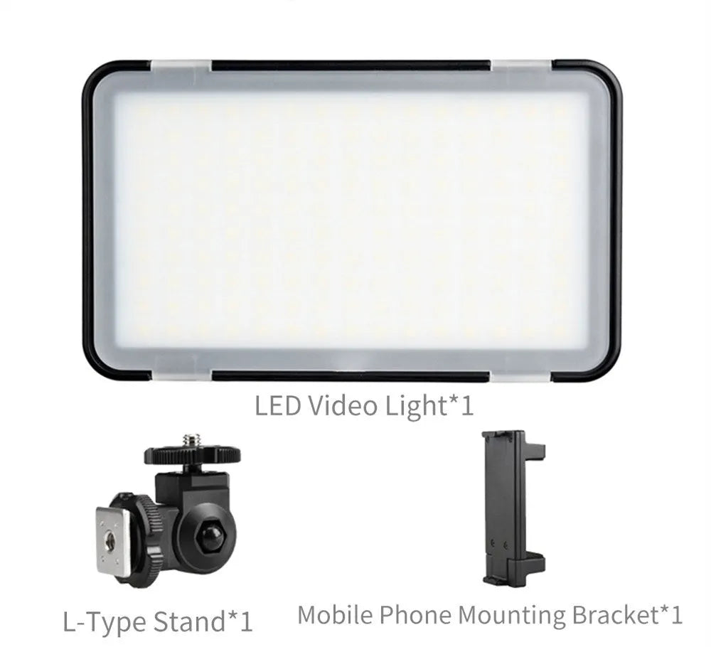 Shenniu M150 ultra-thin aluminium LED video light panel for mobile phone and camera photography.