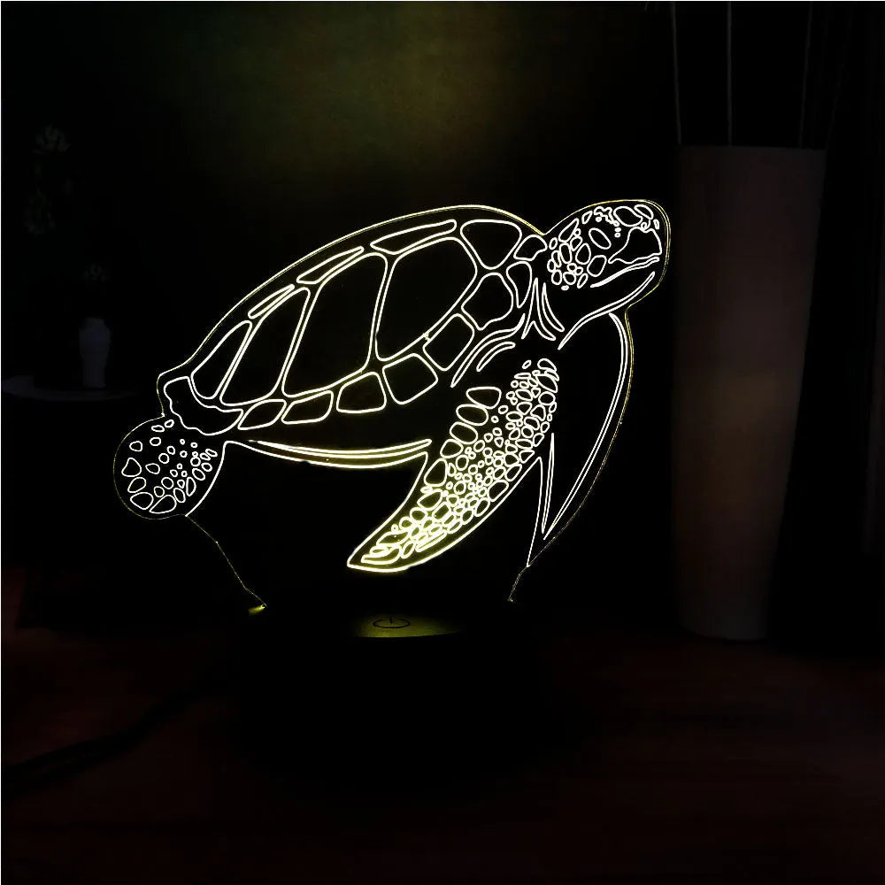 3D acrylic turtle LED night light with remote control and 16 colour options