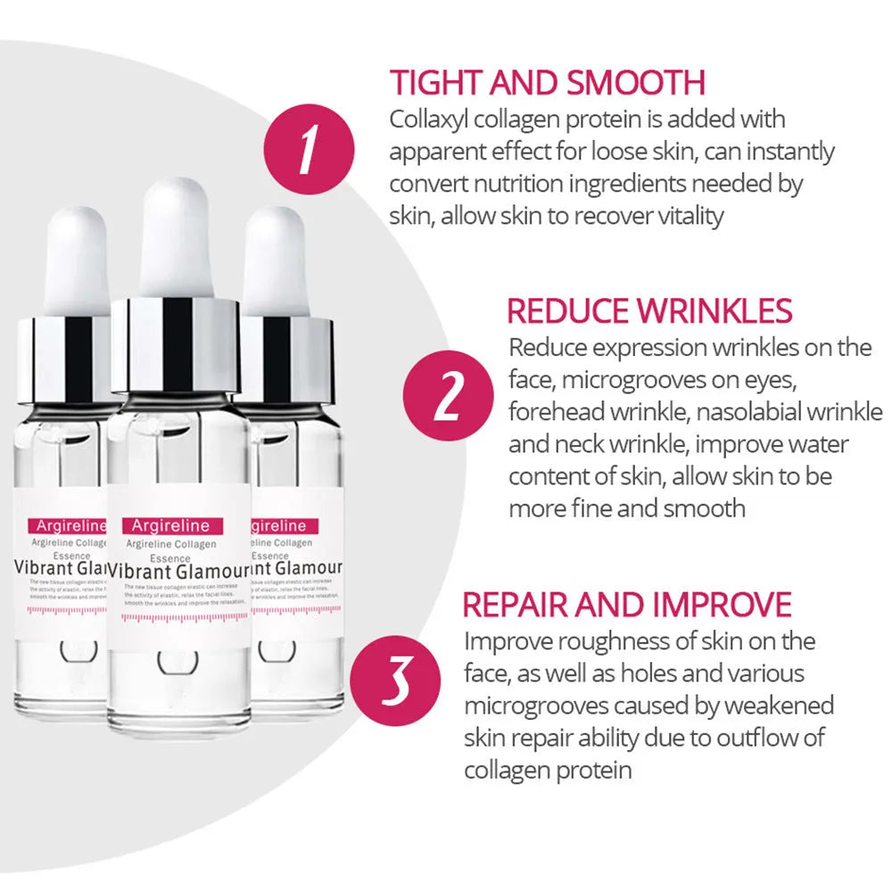 Collagen facial serum bottle for anti-wrinkle lifting firming pore refining moisturising brightening skincare in Blue Green White Yellow
