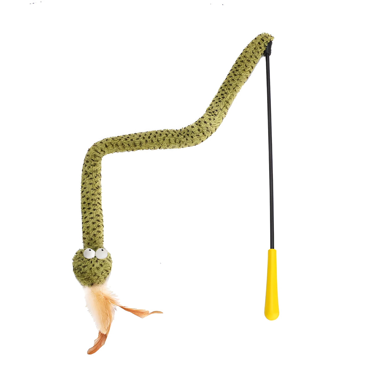140cm long cat teasing stick with colourful feather attachments for interactive play