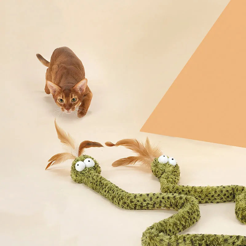140cm long cat teasing stick with colourful feather attachments for interactive play