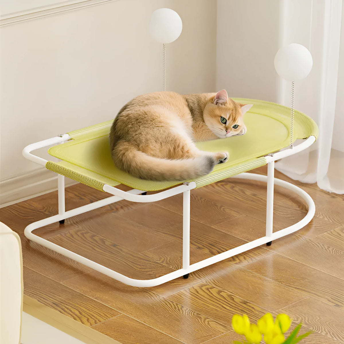 Large grey fabric breathable cat kennel bed cage for summer use.