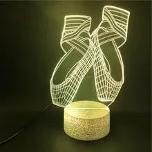 3D acrylic ballet shoe night light with colourful LED illumination and remote control