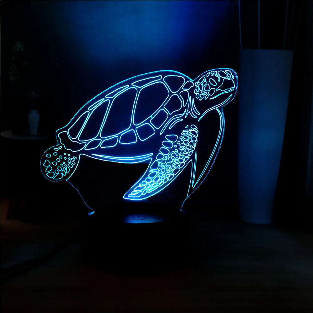 3D acrylic turtle LED night light with remote control and 16 colour options