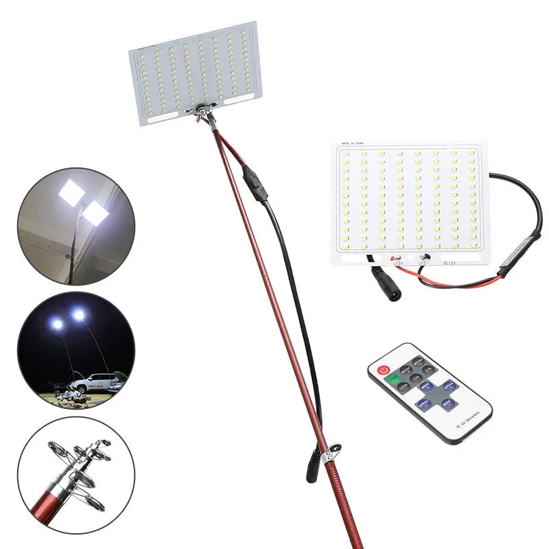 White LED fishing rod light unit with remote control for 5 metre telescopic rods.