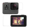 9H tempered glass protective film kit for GoPro Hero 5, 6, and 7 camera lens and LCD screen.