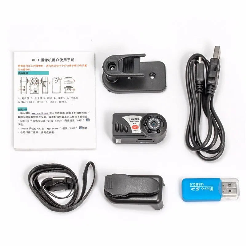 Black WiFi remote surveillance camera with LCD screen showing 16x optical zoom capability