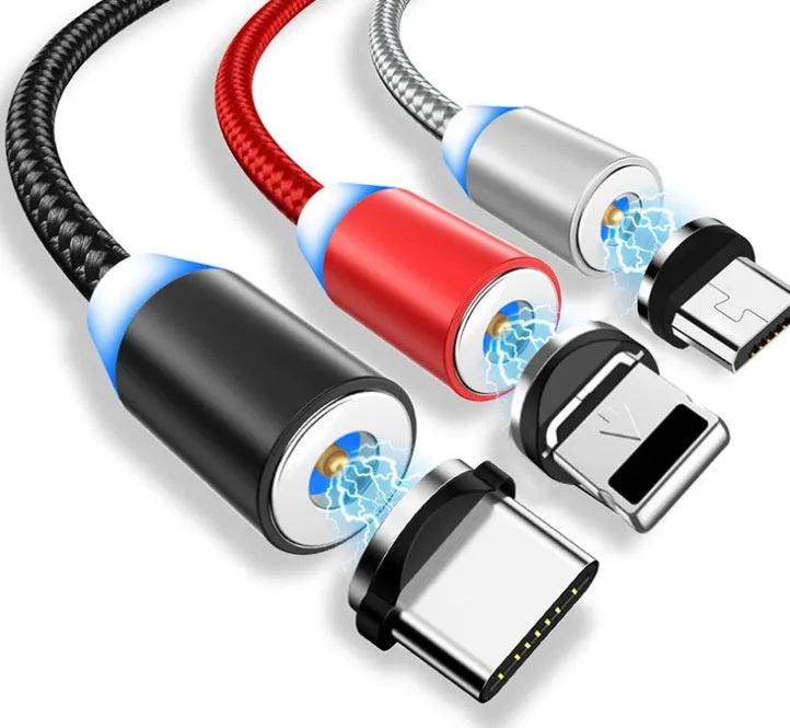1 metre magnetic LED charging cable with cotton yarn weaving and aluminium shell for Apple iPhone compatibility