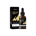 Glass bottle of amber liquid dietary supplement drops with a black rubber dropper top.