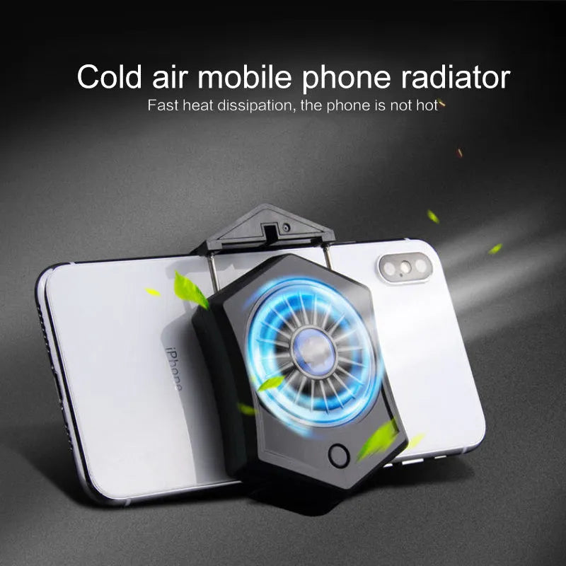Black and white mobile phone radiator cooling fan with USB interface for smartphone gaming accessory