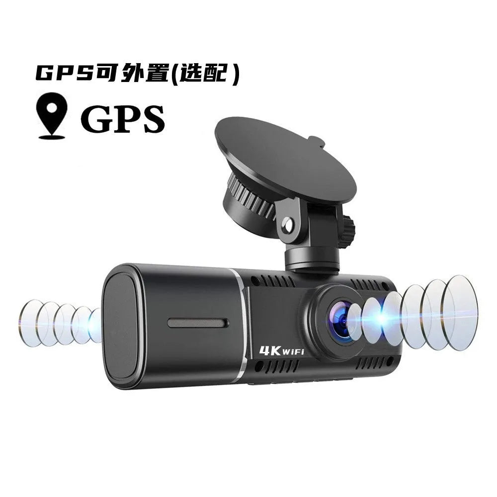 Standard black 1080p car dash camera with 1.5-inch screen, supplied with charger and stand.