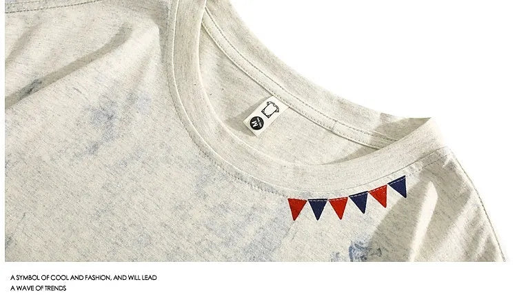 Grey tie dye patterned loose fit t-shirt with short sleeves and round neck collar