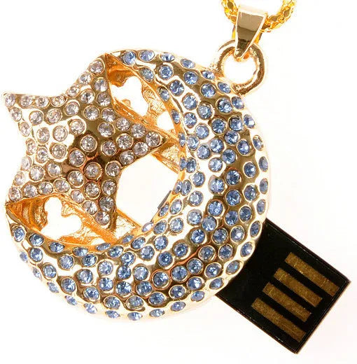 Silver Jewelry Xingyue metal USB flash drive with creative design and retractable connector.