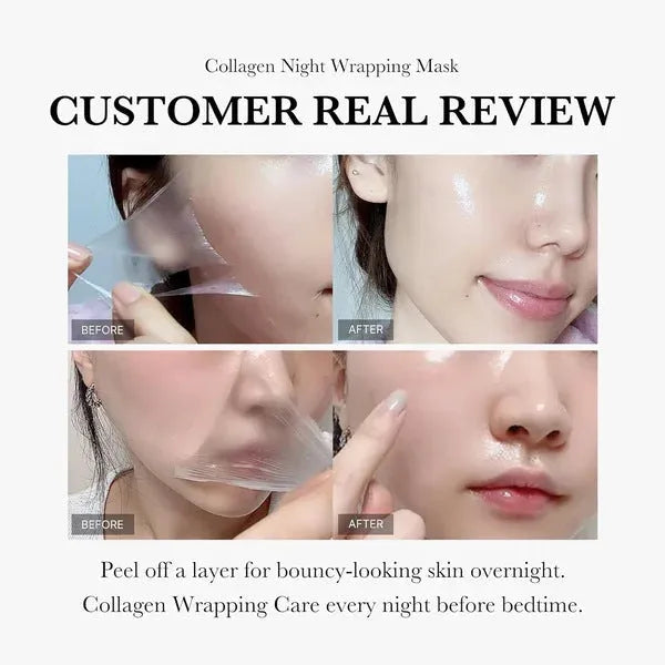 Collagen night mask bottle with application brush for even coverage on skin