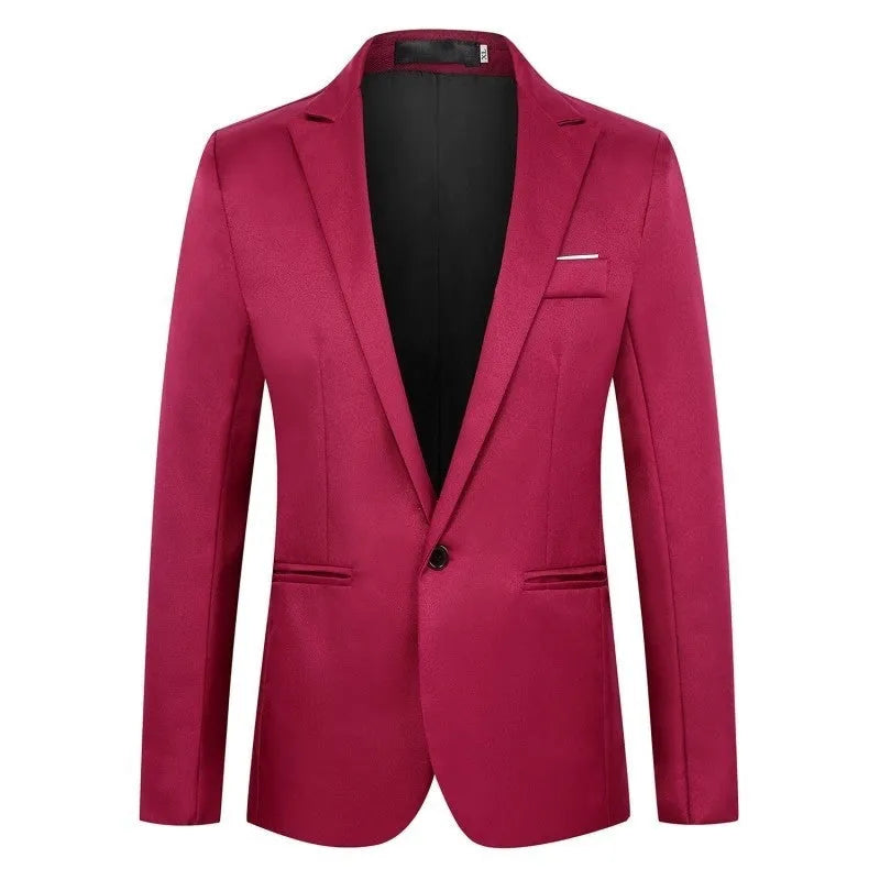 Men's formal suit jacket for weddings in eight colour options with acetate fabric construction