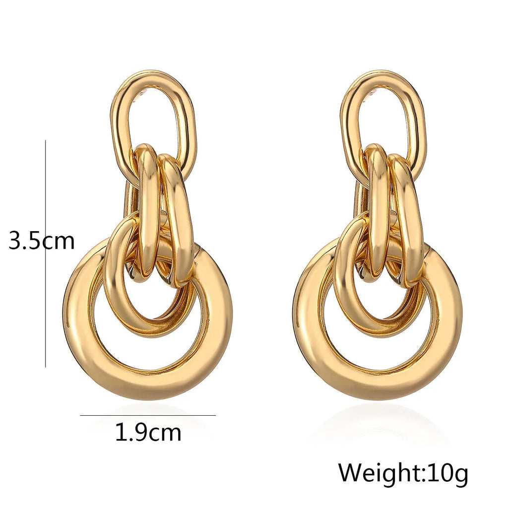 Women's gold geometric earrings with an irregular shape and high-profile INS design.