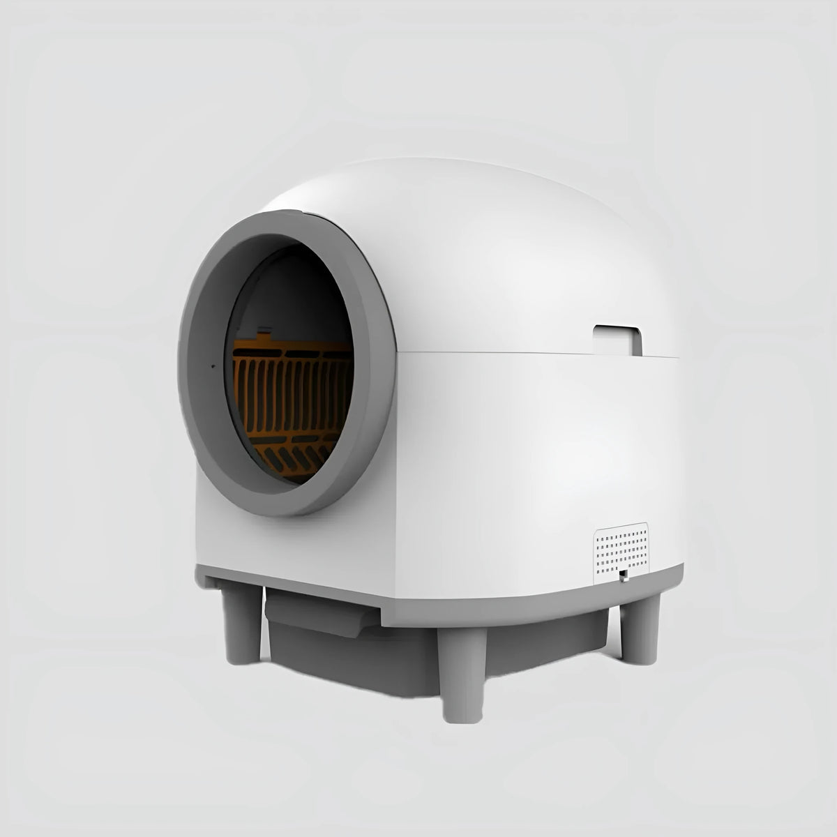 White automatic enclosed cat litter box with ABS plastic construction