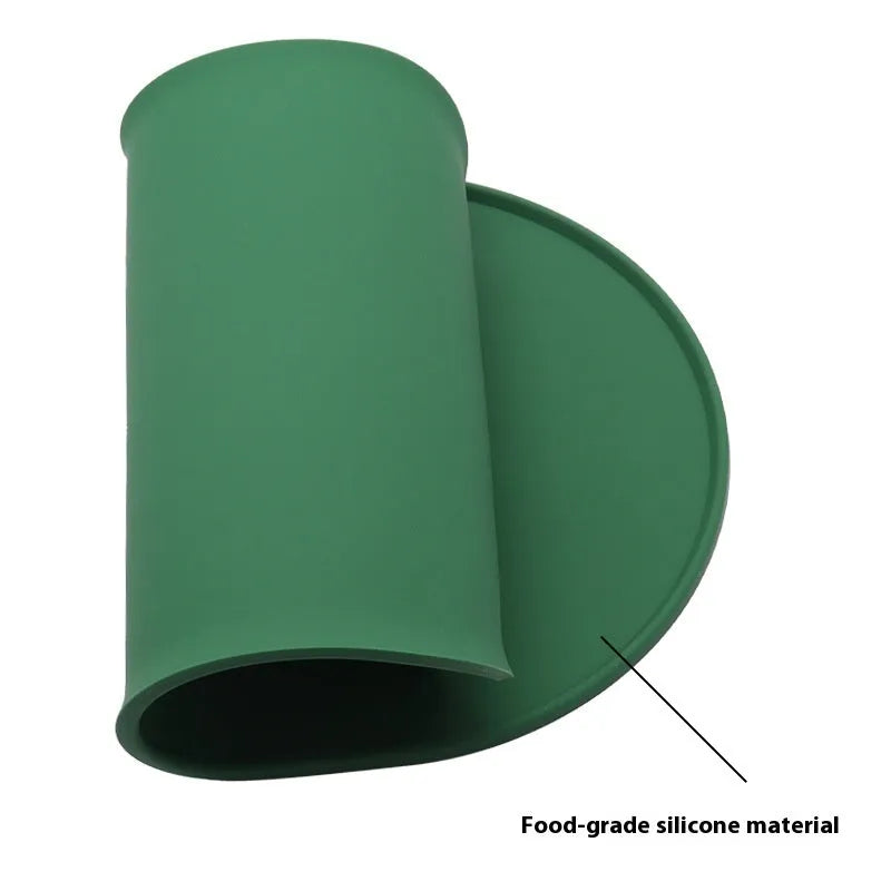 Silicone waterproof cat meal cleaning placemat in green colour showing rectangular shape and textured surface