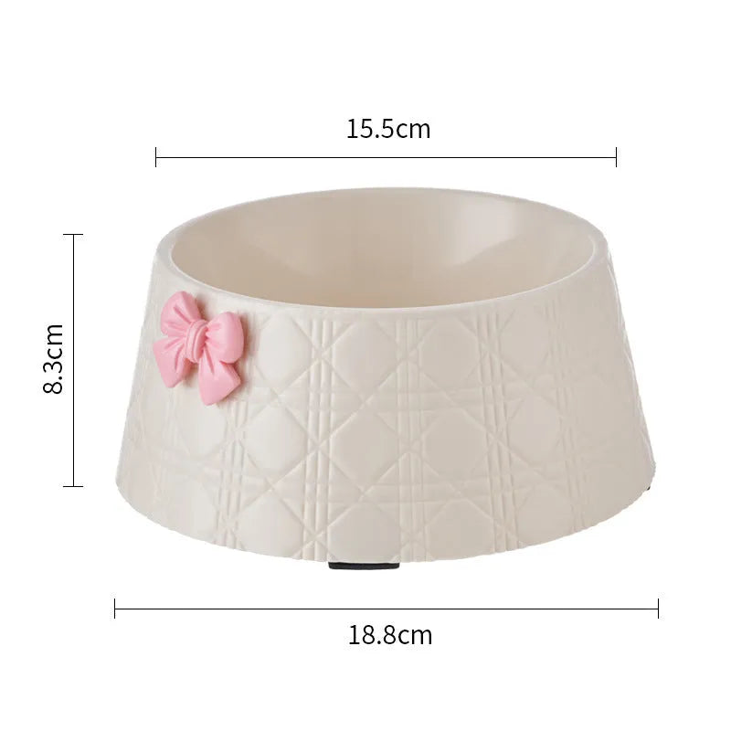 Bowknot diamond pattern pet food and water bowl for dogs and cats in Pink, Silver, Black, Purple, or White