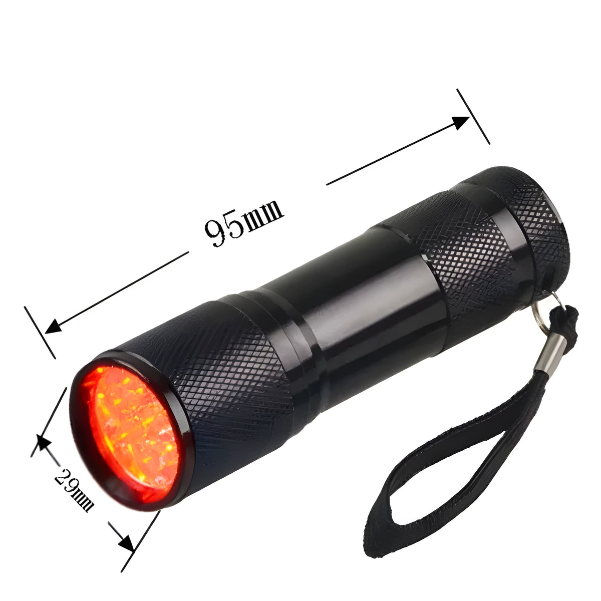 Smart vein locator device with black aluminium alloy body and red LED illumination