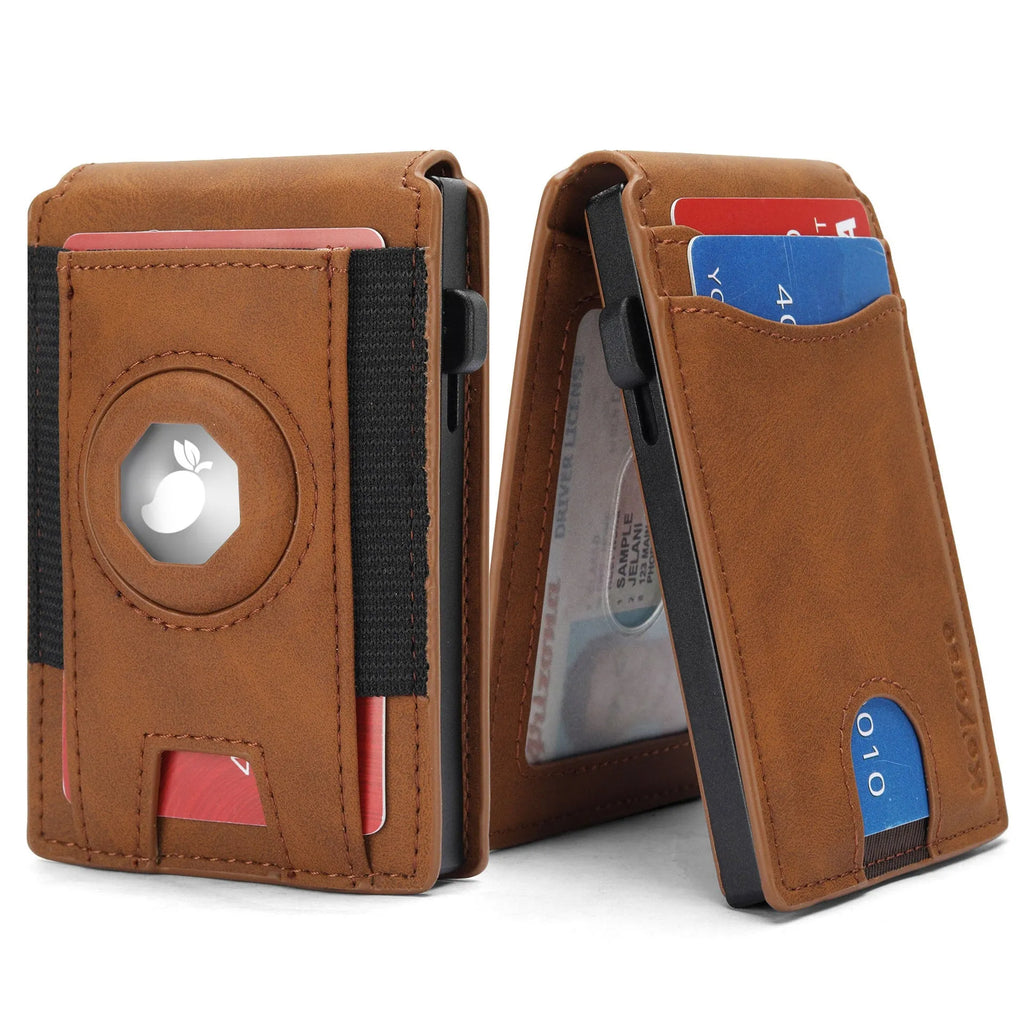 Men's microfiber synthetic leather card holder wallet in black, dark brown and light brown colours