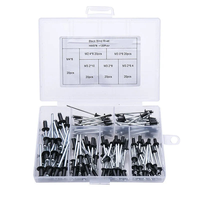 Black metal electric drill rivet gun attachment with handle and wrench, length 173mm.