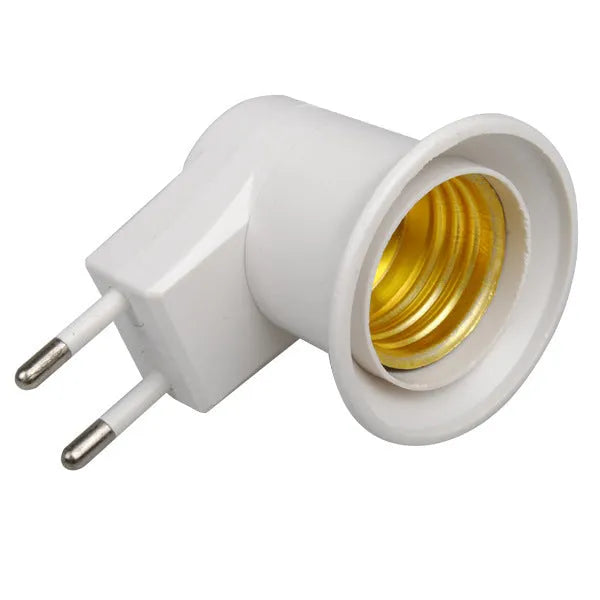 White E27 wall plug-in screw lamp holder with switch control for bulb adapter conversion