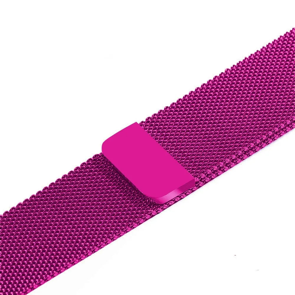 Stainless steel watch strap in silver, shown fitted to a watch with a 42mm case.