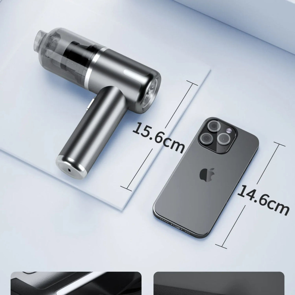 Cordless handheld car vacuum cleaner with wireless charging and 45000Pa suction power