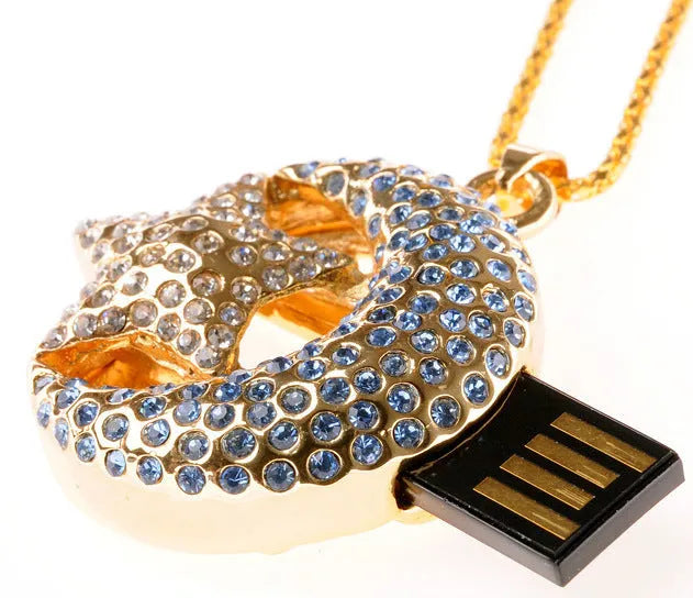 Silver Jewelry Xingyue metal USB flash drive with creative design and retractable connector.