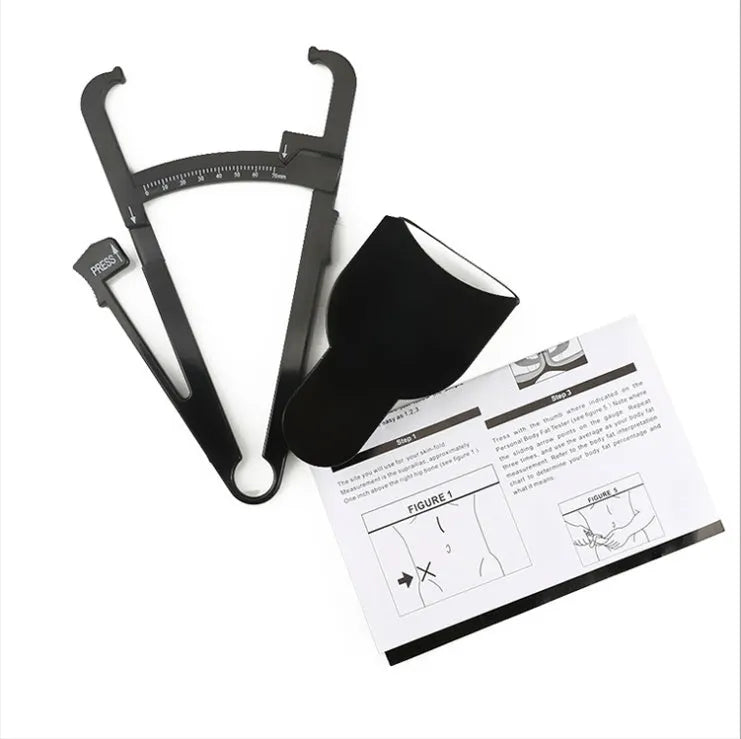 Black ABS plastic body fat caliper instrument for measuring skinfold thickness