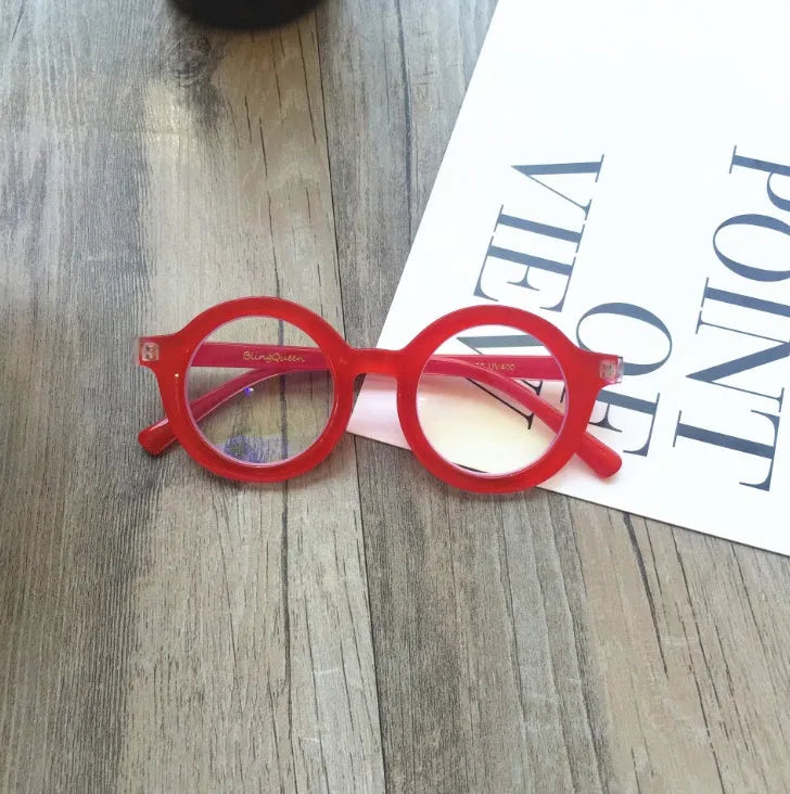 Retro round frame glasses in six colours with UV400 and anti-blue-light protection