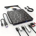Black USB external CD drive burner with compact dimensions for laptop and PC connectivity