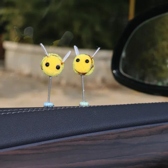Small soft fur ball Little Bee car decoration measuring 3cm