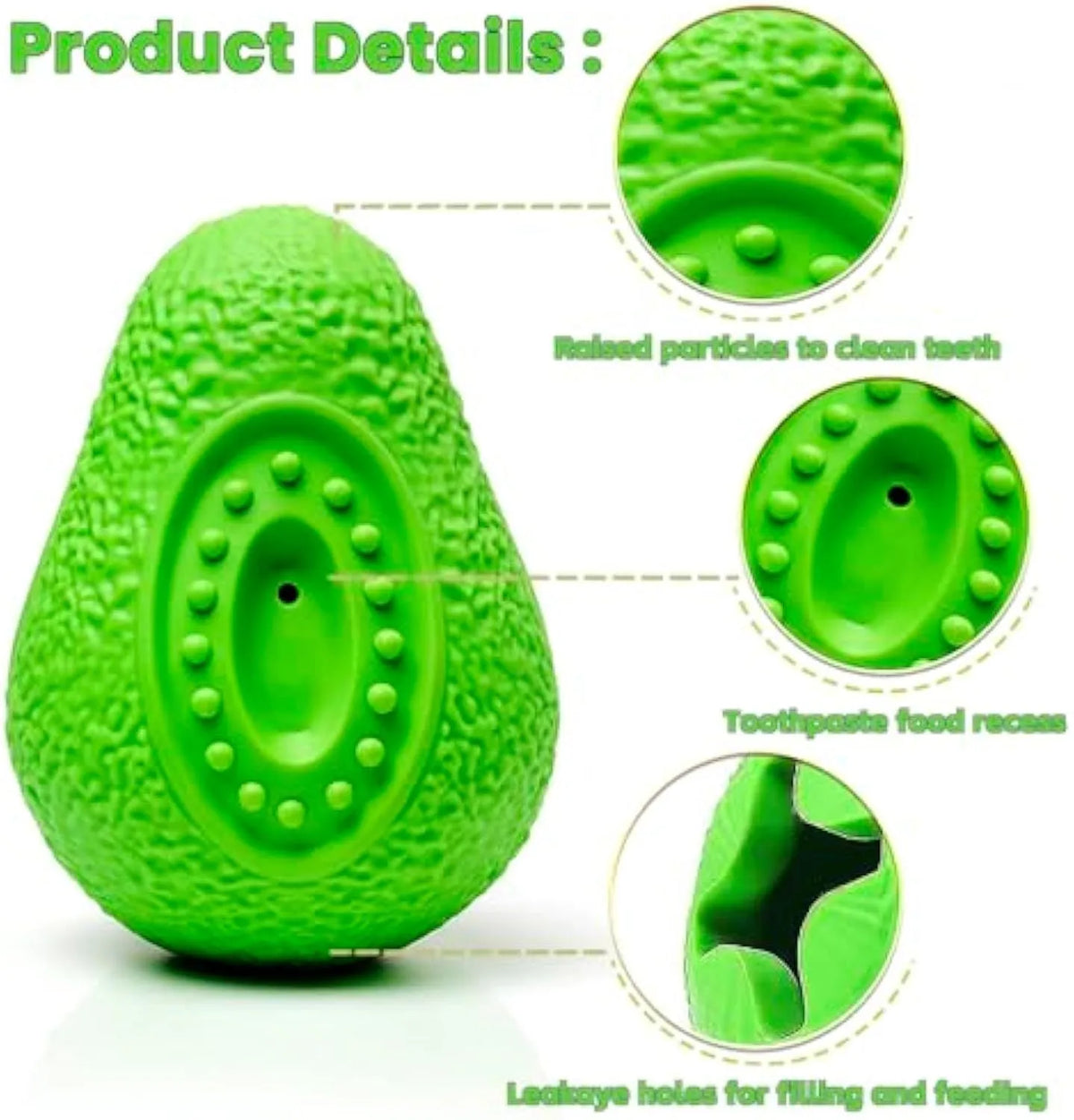 Green heavy duty natural rubber dog chew toy for aggressive chewers and large breeds.