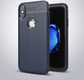 WeFor black PU leather and silicone phone case for OnePlus 6 with screen protector film.