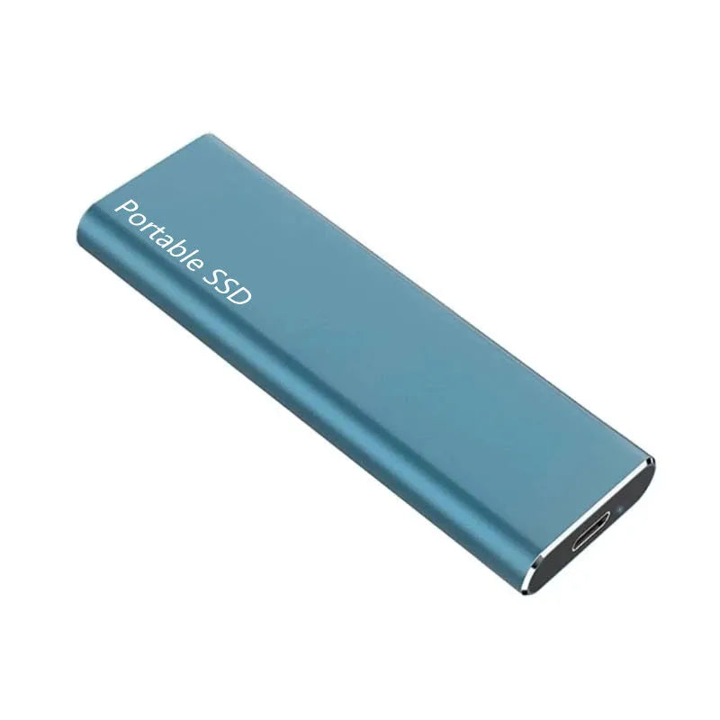 Ultra-thin metal mobile SSD external hard drive in red, black, blue, and silver colour options.
