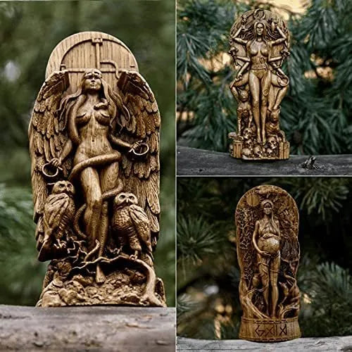 Resin Greek Goddess statue for pagan altar or garden decoration in three colour options