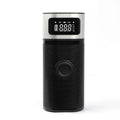 Black portable wireless car tyre air pump with LED light and USB charging cable