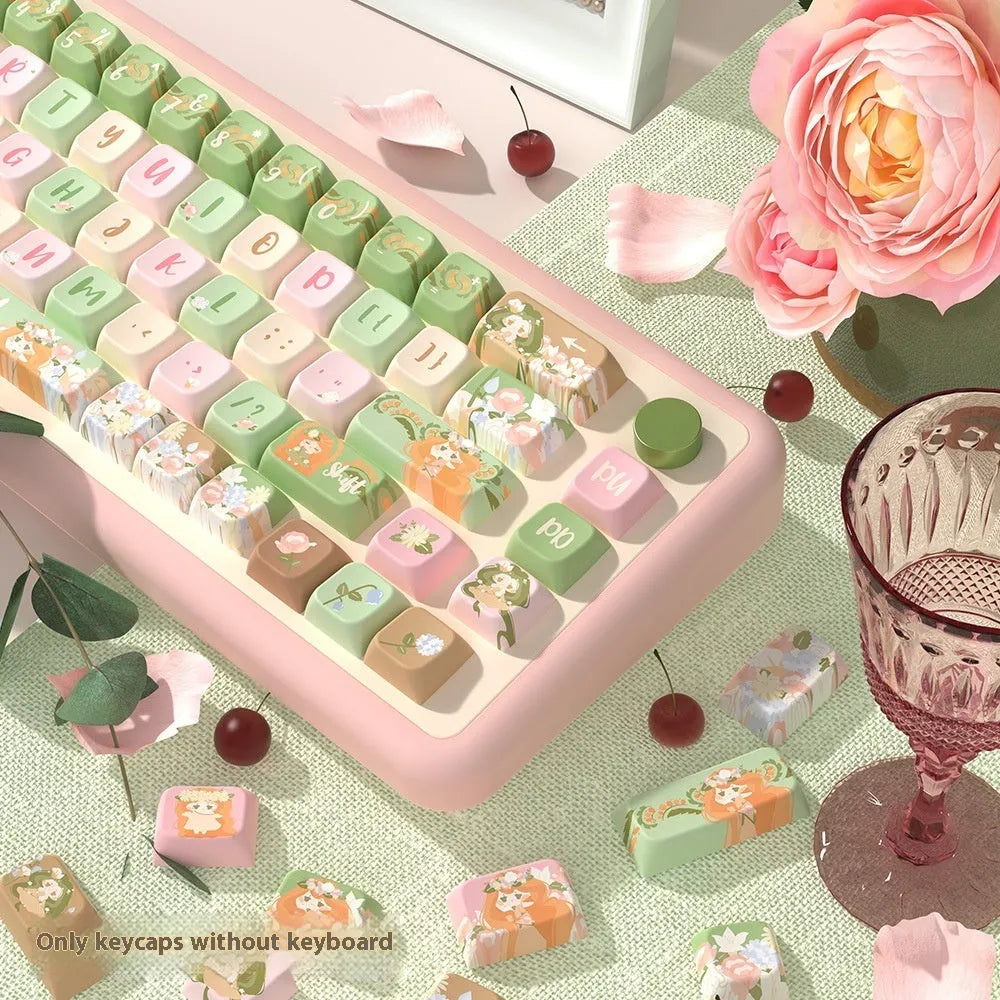 Mu Xia Garden Original mechanical keyboard keycap set with Summer Garden colour theme