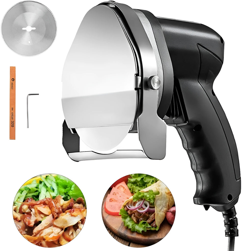 Black electric meat cleaver attachment for turkey barbecue machine with adjustable cutting range