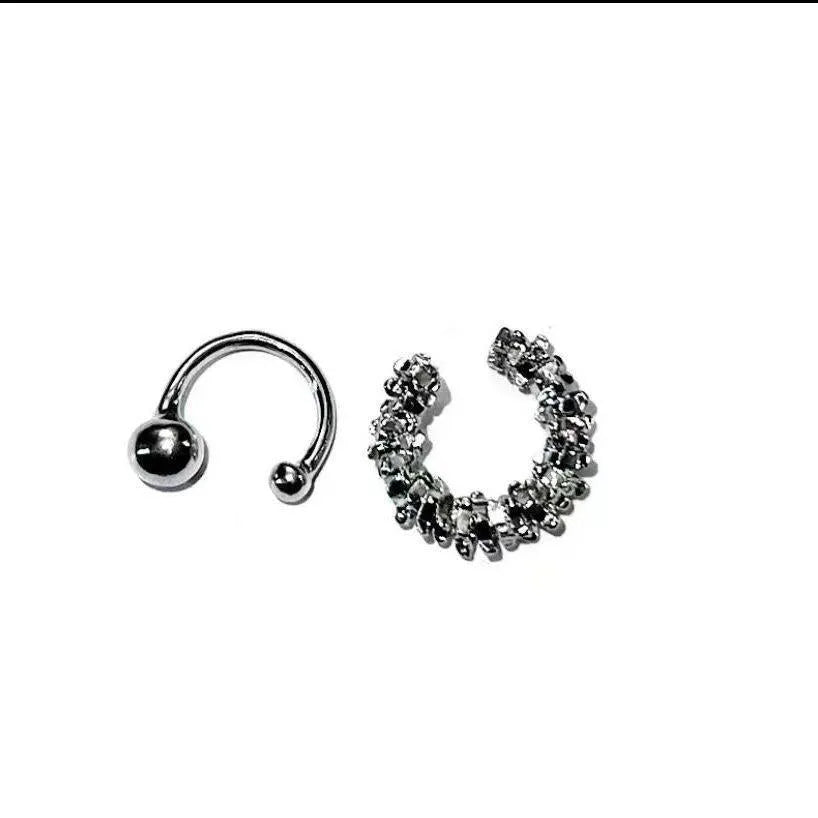Geometric ear clip earrings with irregular frosty finish and alloy construction