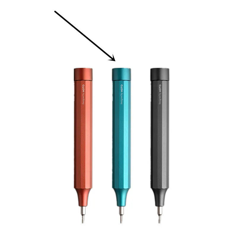 24-in-1 aluminium repair screwdriver set with magnetic bit storage in green, grey, or red.