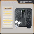 Blue rechargeable foot reflexology massage mat with remote control and USB cable