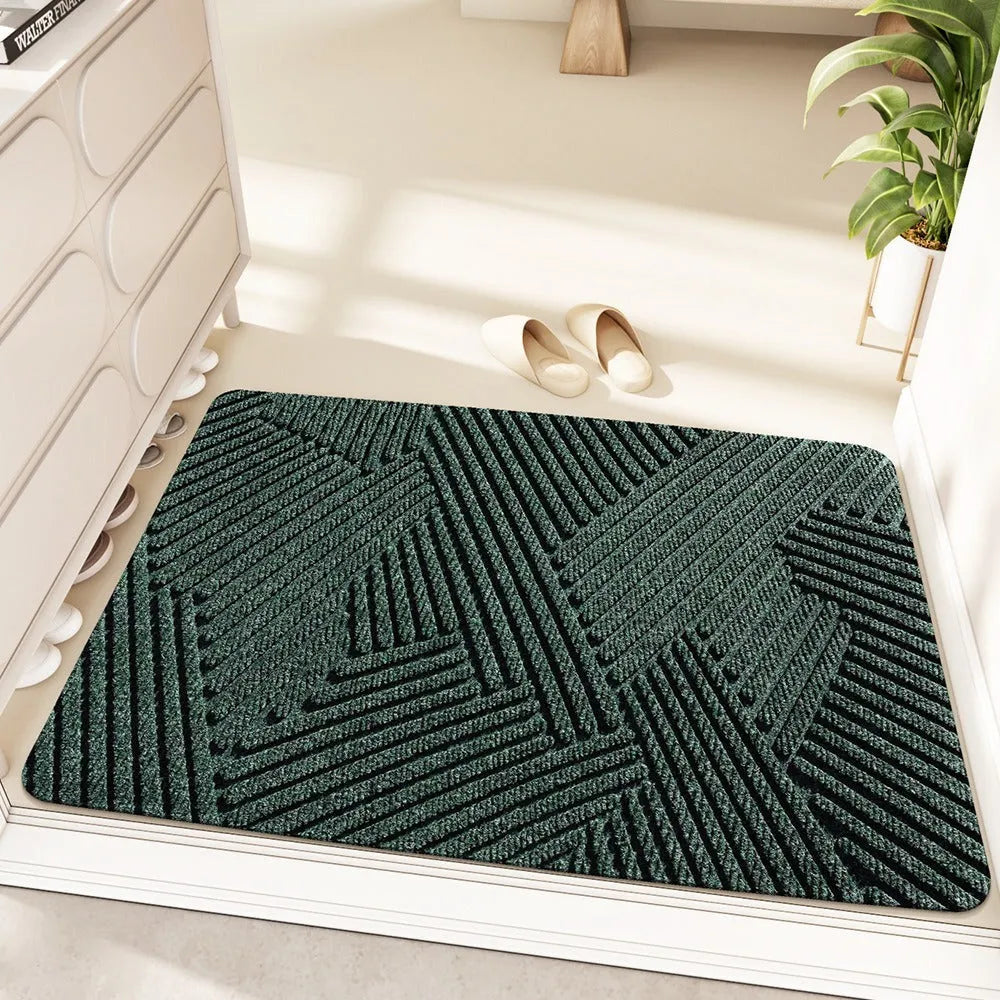 Silk ring entrance floor mat with cartoon anime pattern in blue colour, 60x90cm wire ring alien shape
