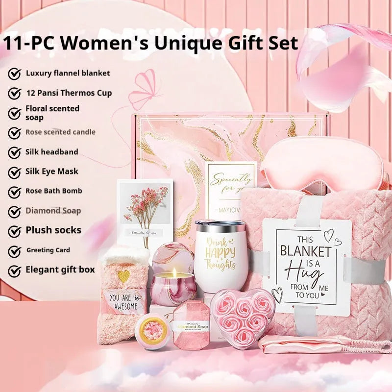 Aromatherapy candle soap bath set in modern plastic gift box measuring 27x23x13cm
