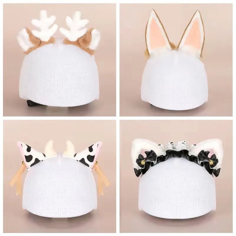 Plush cartoon character decoration for ski helmet customisation in various colours