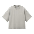 Men's washed-out vintage cotton T-shirt loose fit drop-shoulder sleeves khaki light colour