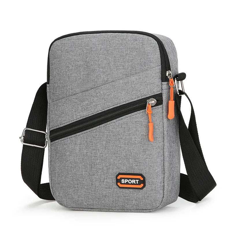 Ultra-light Oxford cloth commuter crossbody bag in solid colour with contrast trim